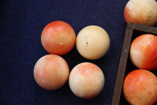 A collection of thirty seven ivory snooker balls, each ball approx 5cm diameter